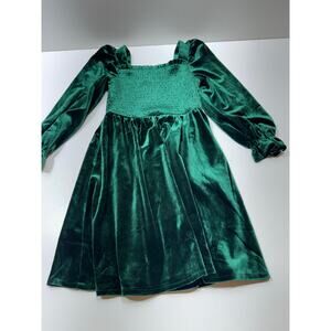 Arshiner Girls Toddler Dress Sz 3T Green Velvet Long Sleeve Ruched Hunter Green